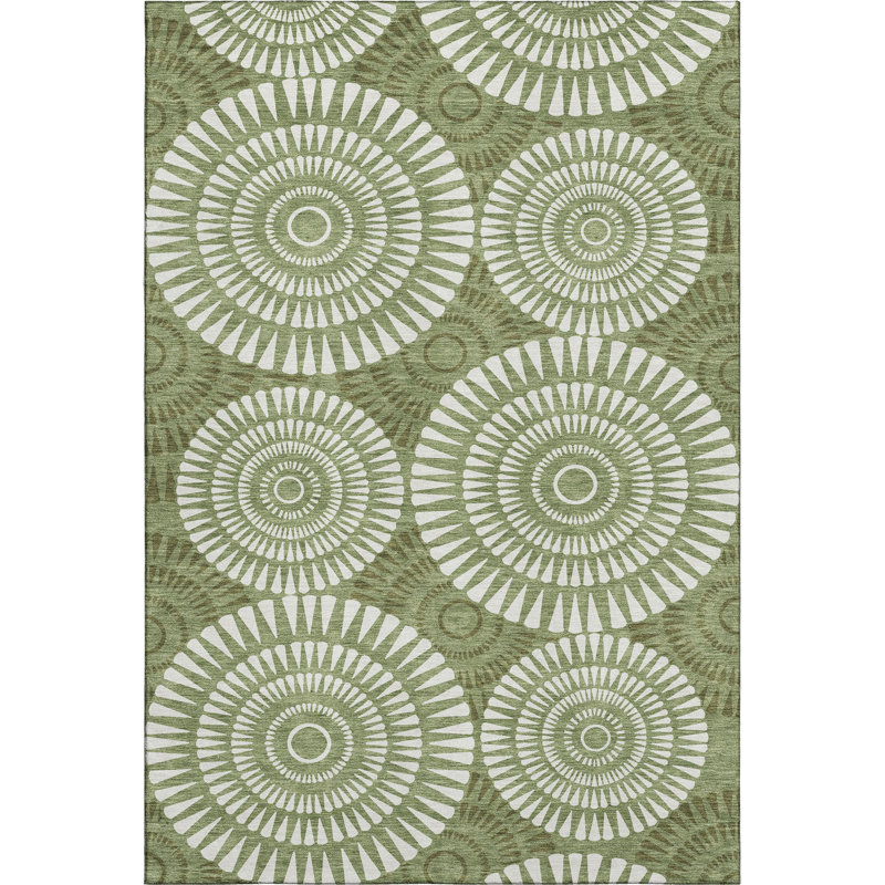 Tapis vert Prisco lavable à la machine de qualité supérieure, Rectangle 2 pi 6 po x 3 pi 10 po
