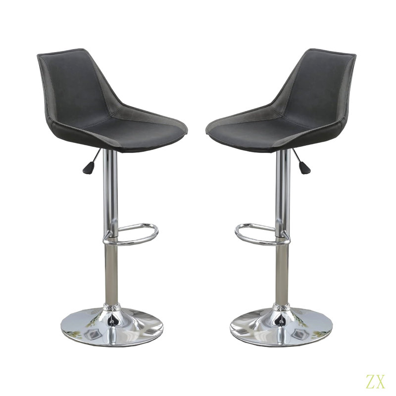 Ensemble de 2 chaises / tabourets de bar réglables en cuir de polyuréthane et chrome