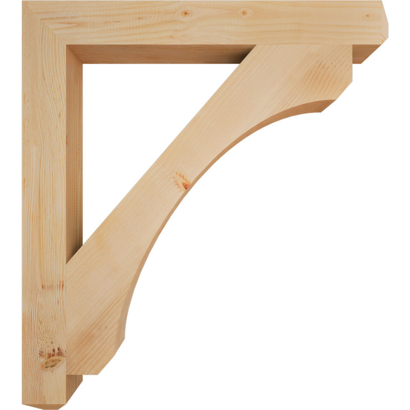 H Support en bois / corbeau, H 38 po x l 3,5 po x P 34 po, Douglas (lisse)