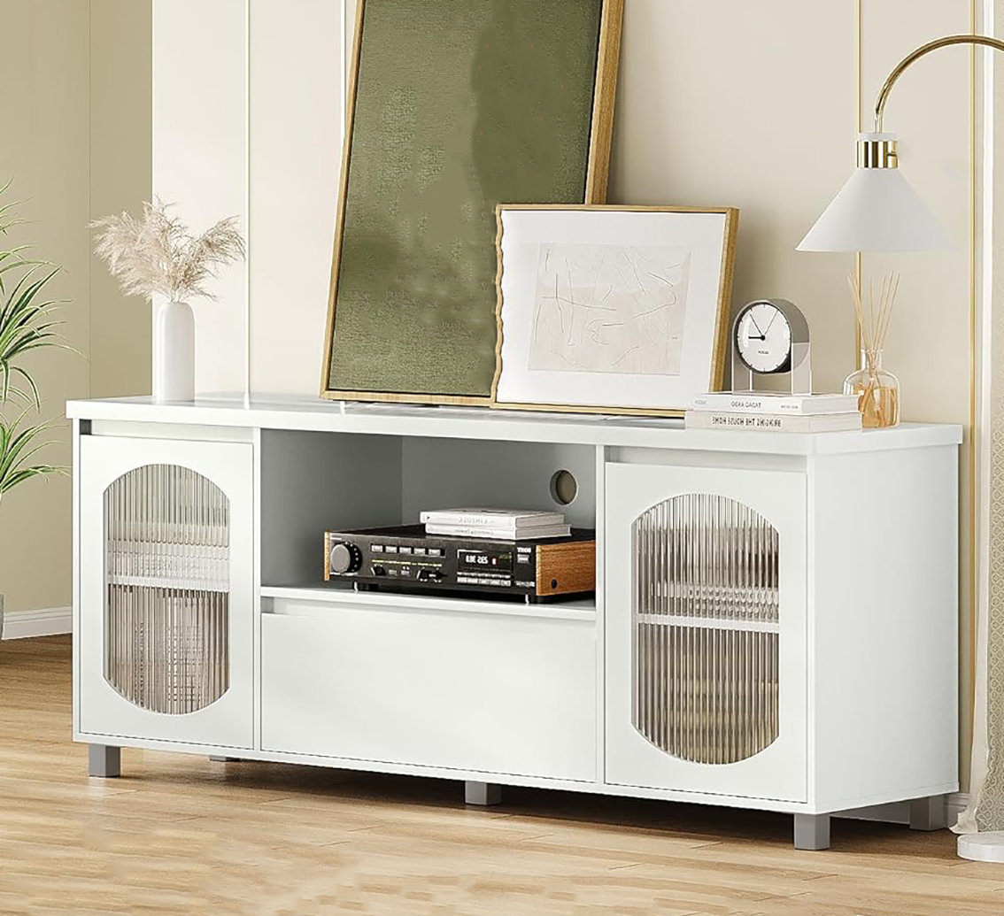 Ebern Designs Density Board Changhong Glass Tv Cabinet,entertainment ...