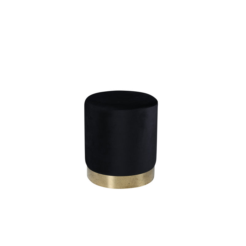Hosea 35cm Wide Round Pouffe Ottoman, Brass, Black