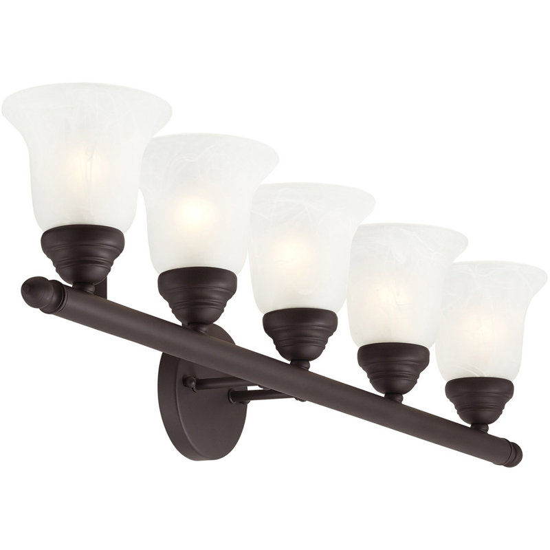 Éclairage pour meuble-lavabo à 5 lumières Ferri, Bronze clair