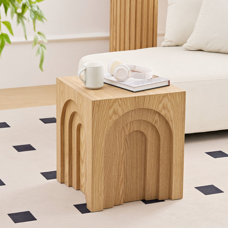 Table d'appoint de chambre à coucher carrée 15,79 po, salon moderne et table de chevet, Naturel
