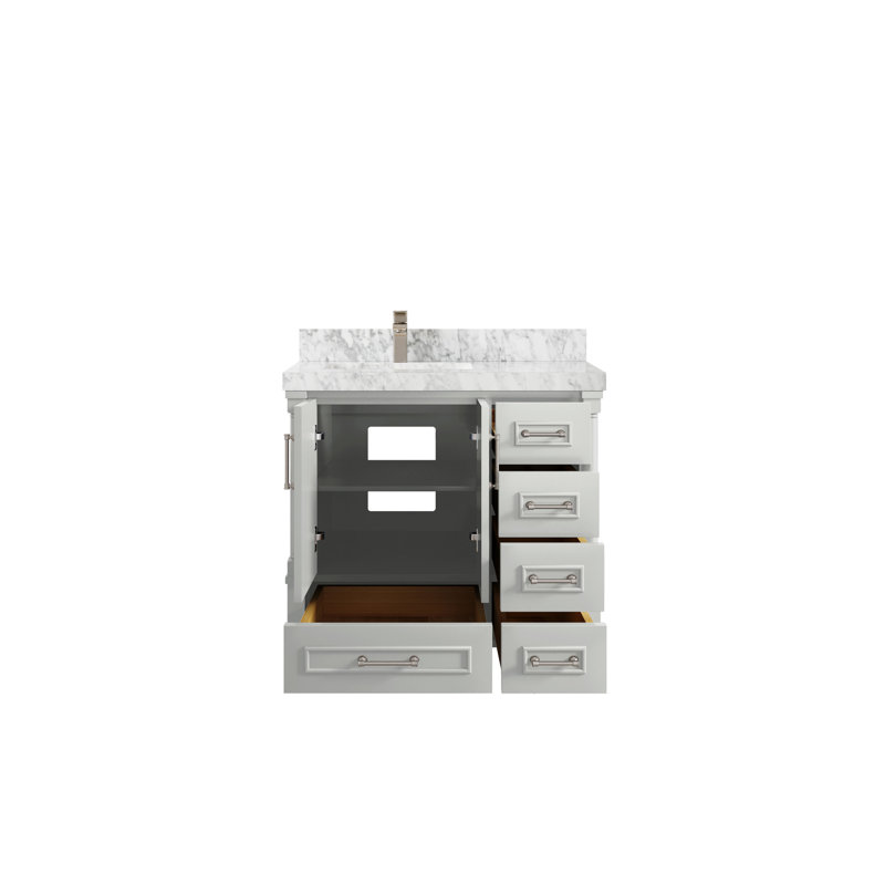 Ensemble de meuble-lavabo simple 36 po Aberdeen, Marbre de Carrare