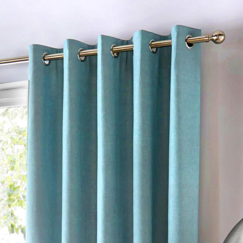 Cotton Blend Room Darkening Curtain Pair, Duck Egg, Width 117 x Drop 229 cm