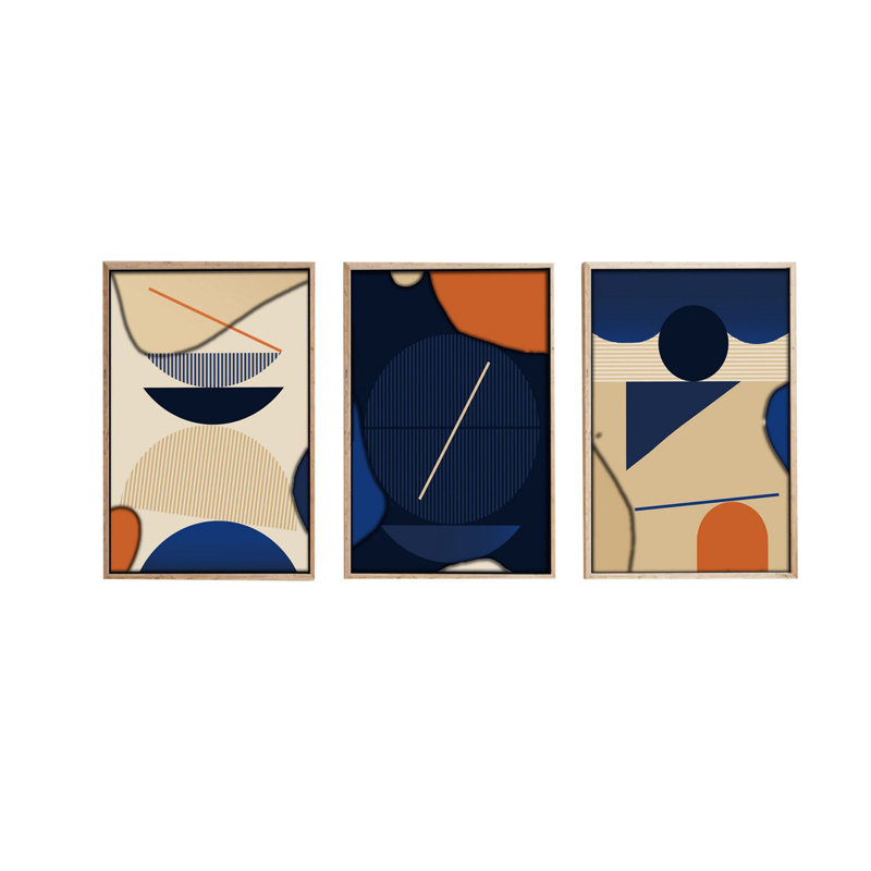 Élégante peinture décorative en panneau de fibres à densité moyenne (3 pièces), 19,7 po x 27,6 po chacune | 100% panneau de fibres à densité moyenne avec une épaisseur de 0,1 pouce, structure en bois massif (épaisseur: 1,0 pouce) | Parfait pour le salon, la chambre à coucher et le bureau