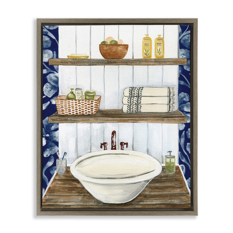 Art mural "Bold Blue", Cadre flottant orme Montalcino, H 21 po x l 17 po