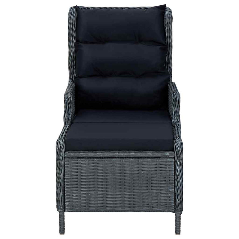 Chaise de patio inclinable avec coussins Couto, Gris foncé