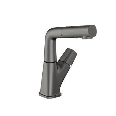 Three - Mode Pull Down Bathroom Faucet In Gunmetal Black, 90 Cm Water Supply Hoses, Silky Feature, 360 Spout Swivel, Cold/Hot Knob Control, Complete Accessories And Installation Manual, Reliable