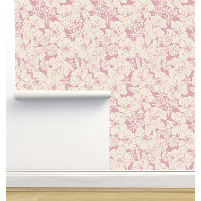 Rouleau de papier peint texturé L 2,16 pi x l 5 po Erin Kendal Designs, Rose