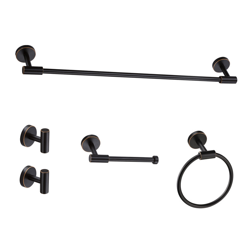 5 Piece Bathroom Accessories Set, Wall Mount Aluminium and Stainless Bathroom Hardware, Oil Rubbed Bronze