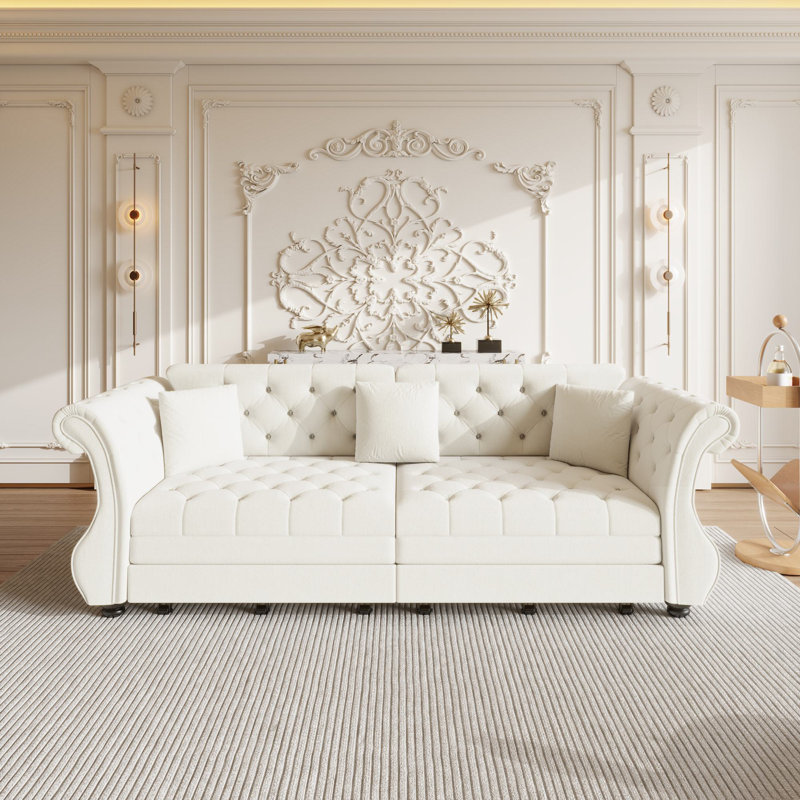 Canapé-lit escamotable 97,6 po Chesterfield Upholstery, Beige