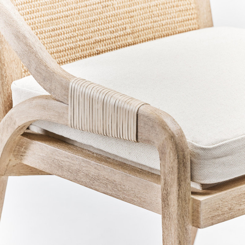 Delray Leather Arm Chair, White Ceruse