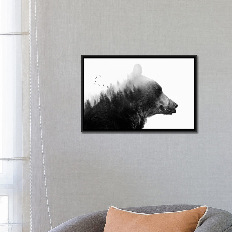 « big bear i », reproduction d’impression sur toile, H 18 po x l 26 po x P 1,5 po, Toile avec cadre noir, Pas de tapis
