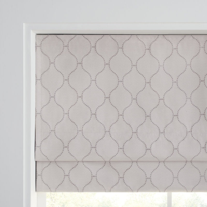 Linen Cordless Blackout Roman Shade with Woven Ogee Design