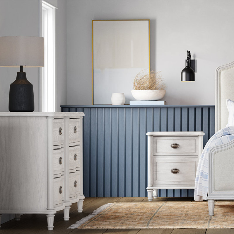 Devon 2 Drawer Nightstand, Cream