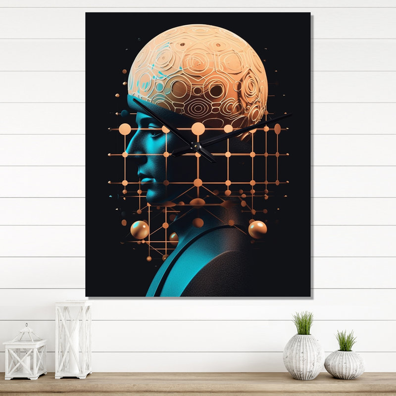 Sci-Fi Portrait Of Blue Future Man - Very Wall Clocks, Small
