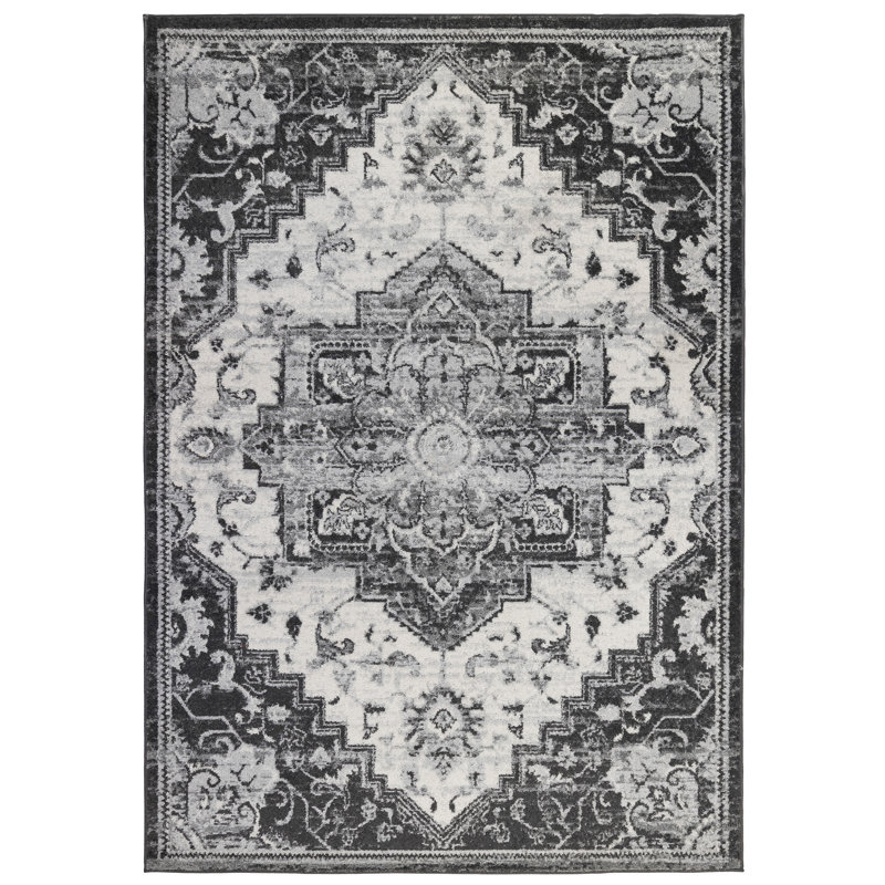 Alice Traditional Medallion Low Pile Performance Area Rug, Rectangle 4' x 6'