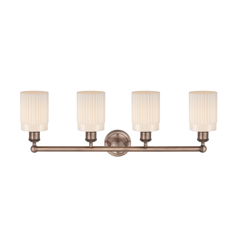 Kamena 4 - Light Dimmable Vanity Light, Matte White, Antique Copper