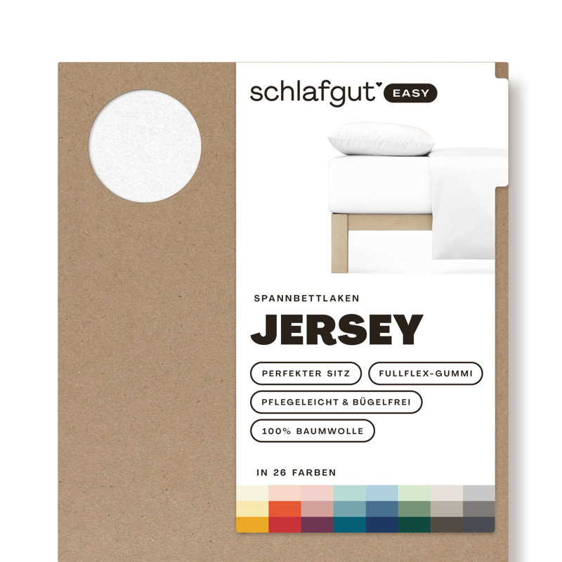 100% Cotton Jersey Knit Fitted Sheet, Full-White, L 140 x 200cm - 160 x 200cm