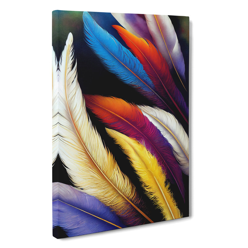Feathers In Colour No.4 - Wrapped Canvas Painting, 50cm H x 35cm W
