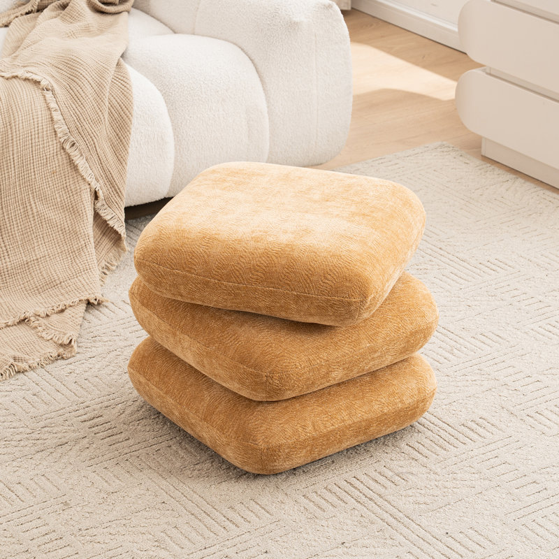 Modern Upholstered Square Swivel-Top Ottoman, Brown