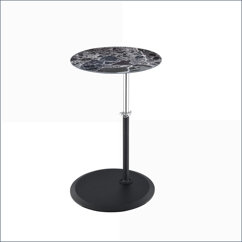 Table basse en marbre noir à hauteur réglable de 15,5 po Orbit pour le salon, compacte et polyvalente, Noir