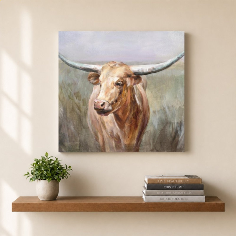 «Big Sky Longhorn» par Danhui Nai, impression sur toile, 36" H x 36" W, Does Not Apply