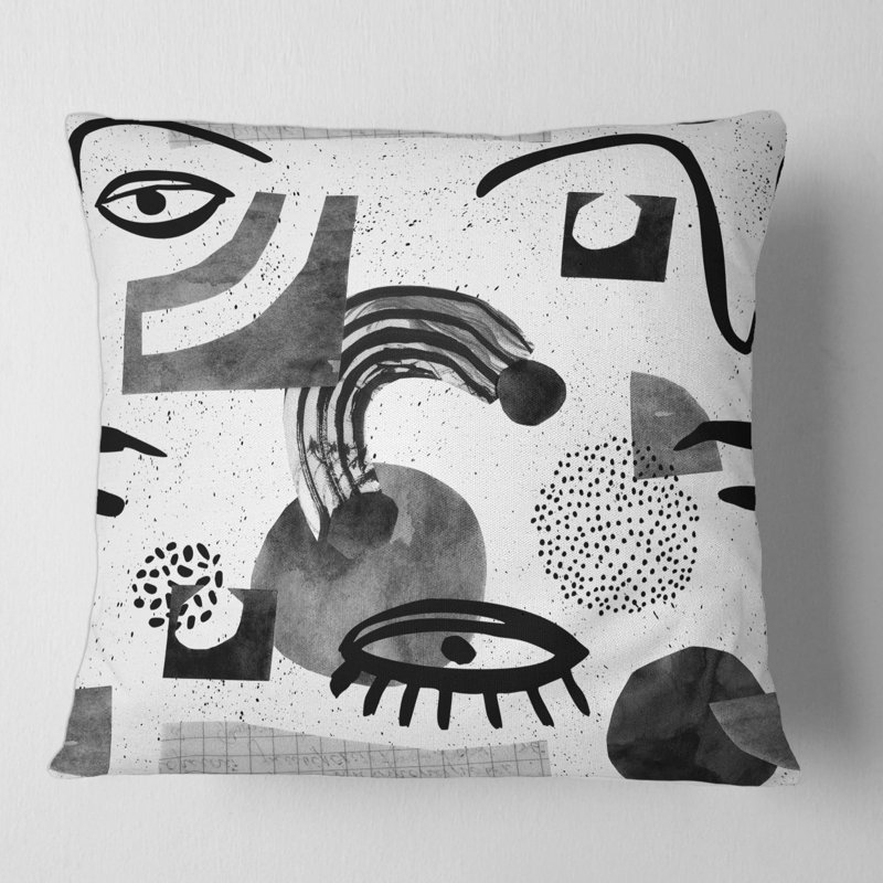 Housse et insert de coussin carré Collage of Eyes and Doodles II, 16" x 16"