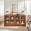 65" Sideboard Buffet Cabinet with Arched Glass Doors, Modern Wood Sideboard, Spacious Storage Credenza, Adjustable Shelves, Living Room Accent Cabinet, Dining Room & Entryway Use-1811101246