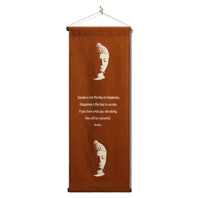 Inspirational Wall Hanging Scroll "Buddha - Success Is Not The Key To Happiness" Banner, Inspiring Quote, Motivational Uplifting, Thought Tapestry