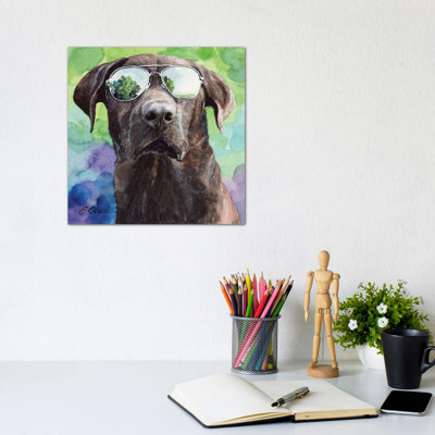 «Chocolate Lab in Aviators» par Watercolor Luv - reproduction d'art