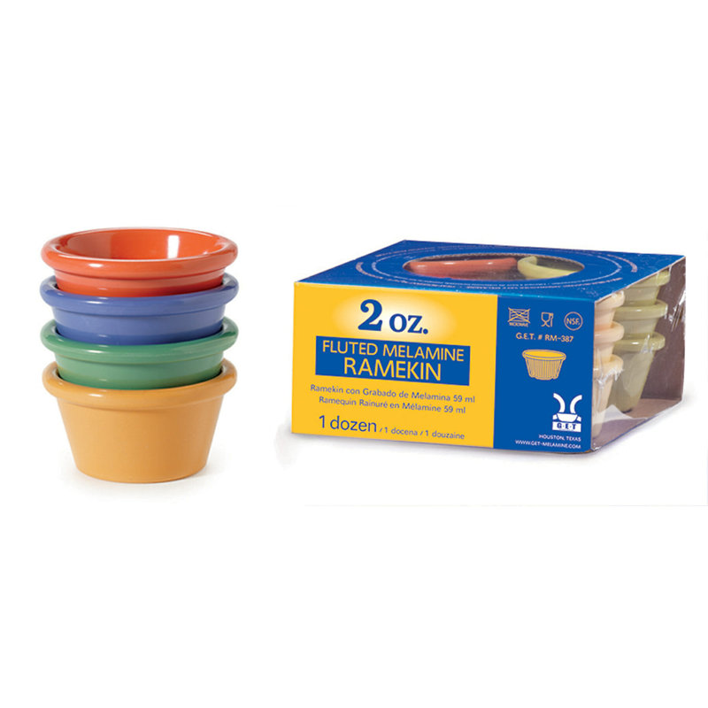GE Boîtes de 2 oz de Mardi Gras Enterprises SP-S-620-MIX Ramequin, résistant à la casse, mélamine, mélange de couleurs de Gras (paquet de 12)