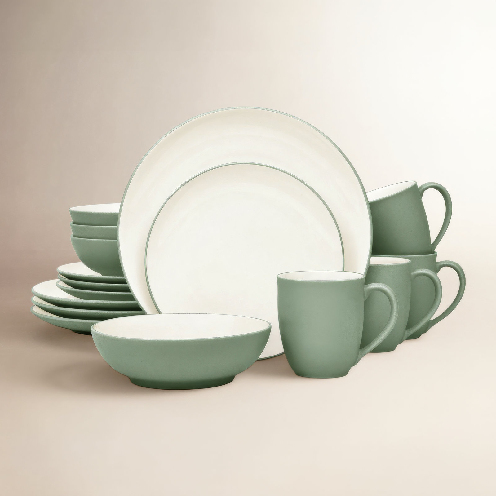 Colorwave Stoneware Dinnerware Set - Service for 4, Green