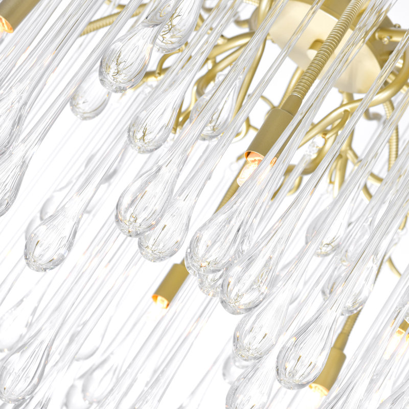 Modern Statement 26" Gold Chandelier for Dining Room Foyer Bedroom Entryway, 6-Light with G9 Bulb Base, Gold Leaf