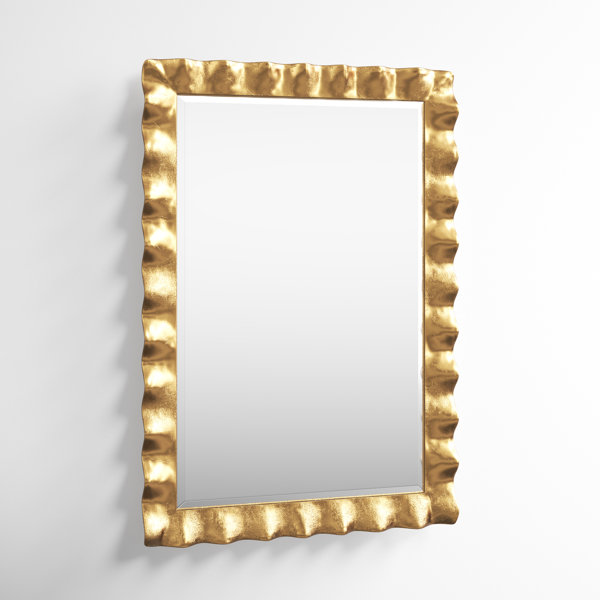 Cylindrical wood beads hand-sewn in a unique design over a metal frame.  Mirror comes with metal