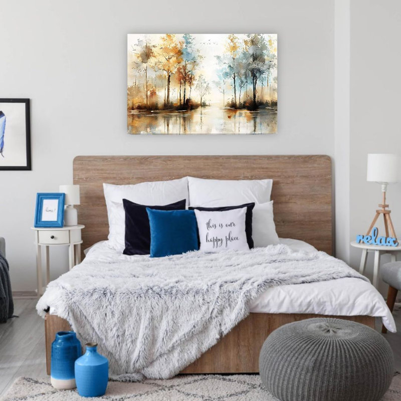 Autumn Forest Reflection, art mural en bois à l'arrière, 36 x 24 po