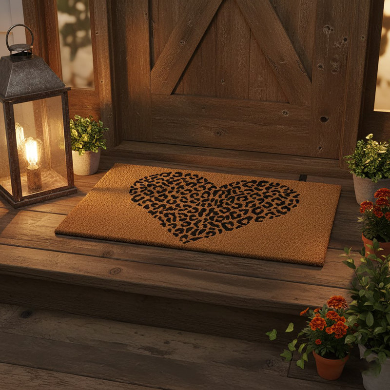 Tapis de bienvenue Chic Leopard Heart - 30 po x 18 po