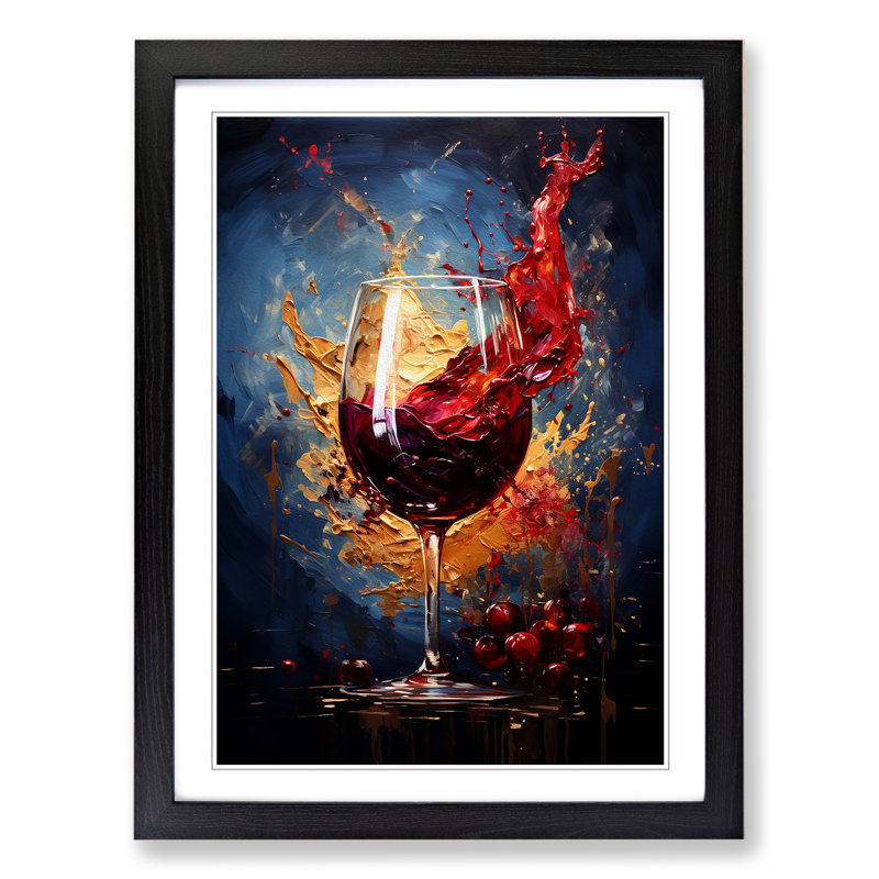 Wine Abstract - Framed Print, Black, 34cm H x 25cm W x 2cm D