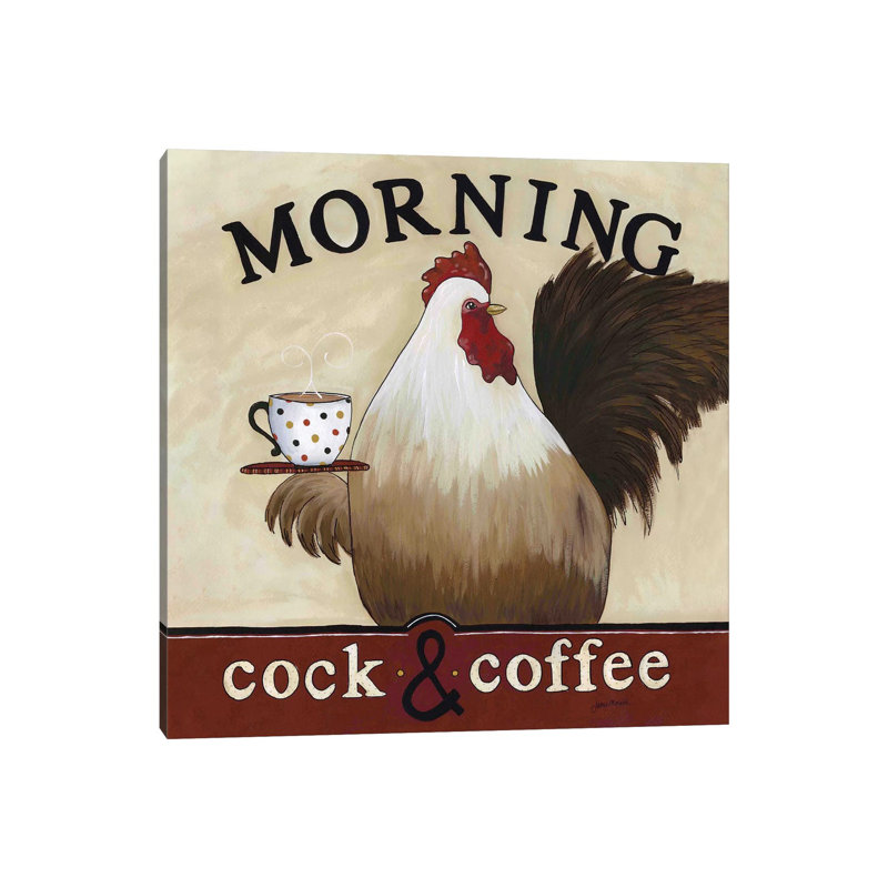 Morning Cock And Coffee by Jamie Morath - Wrapped Canvas Print, 30.48 cm H x 30.48 cm W