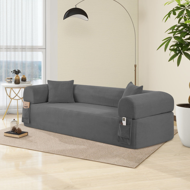 Floor Sofa Sofa-in-a-Box, No Installation & Easy to Transport Memory Foam With Individual Pocket Springs Seat Comfy Sofa Couch with 2 Matching Pillows, Couch for Living Room or Bedroom