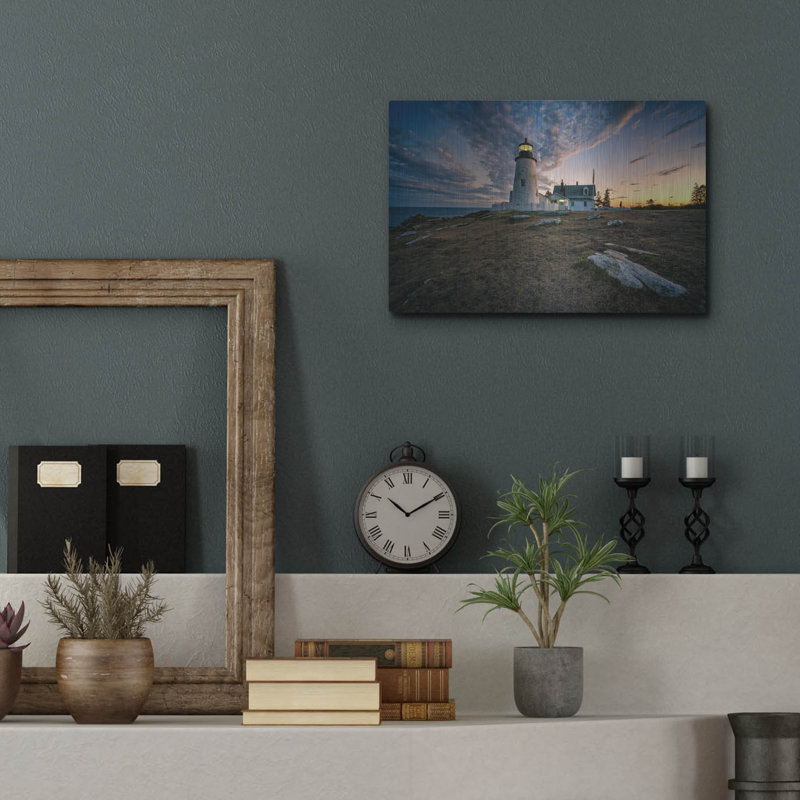 Mur en métal «Twilight At Pemaquid Point» par Rick Berk, H 12 po x l 16 po