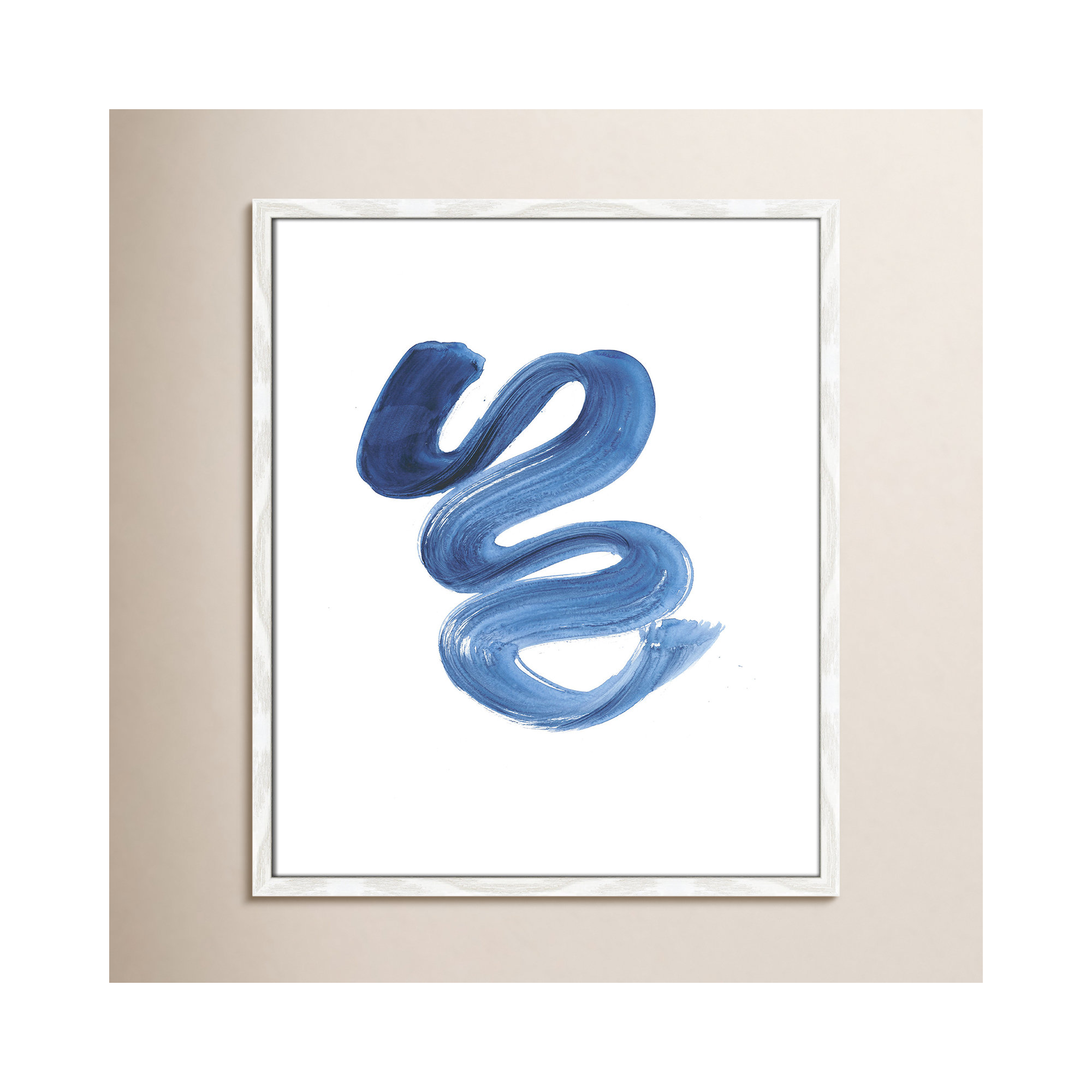 Slinky Indigo II by Filippo Ioco  - Painting Print, 25.5" H x 21.5" W x 0.75" D, White Wood Framed Paper