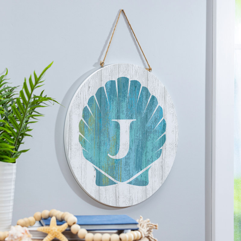Monogramme de coquille décorative de porte côtière 18 "J J