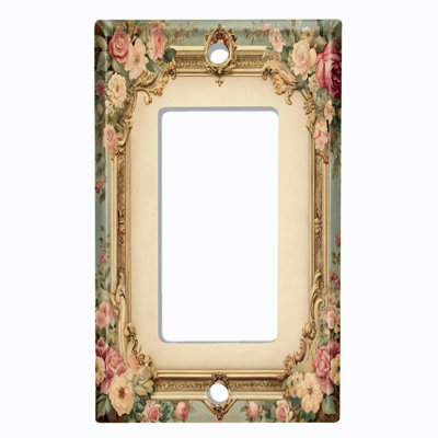 Couvercle de plaque d'interrupteur en métal; Bascule GFI à 1 bande de taille standard américaine avec bordure florale rétro