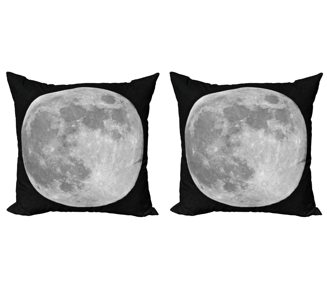 Kissenbezug, Monochrome Vollmond-Kunst, Mond, Schwarz Pale Grau