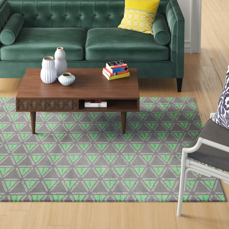 Tapis de zone grise trees minimaliste Barbra, Rectangle 3 pi x 5 pi
