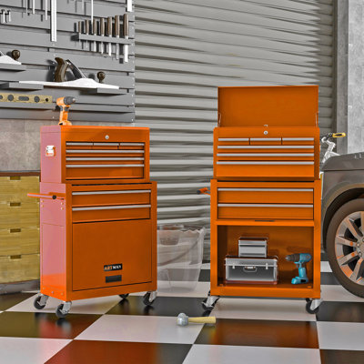 Coffre à outils à roulettes de 24,2 po avec roulettes et tiroirs, armoire de rangement à 8 tiroirs
