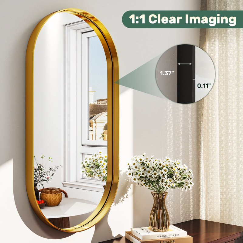 Miroir de salle de bain Mordern-Design, Doré, 20 po x 36 po
