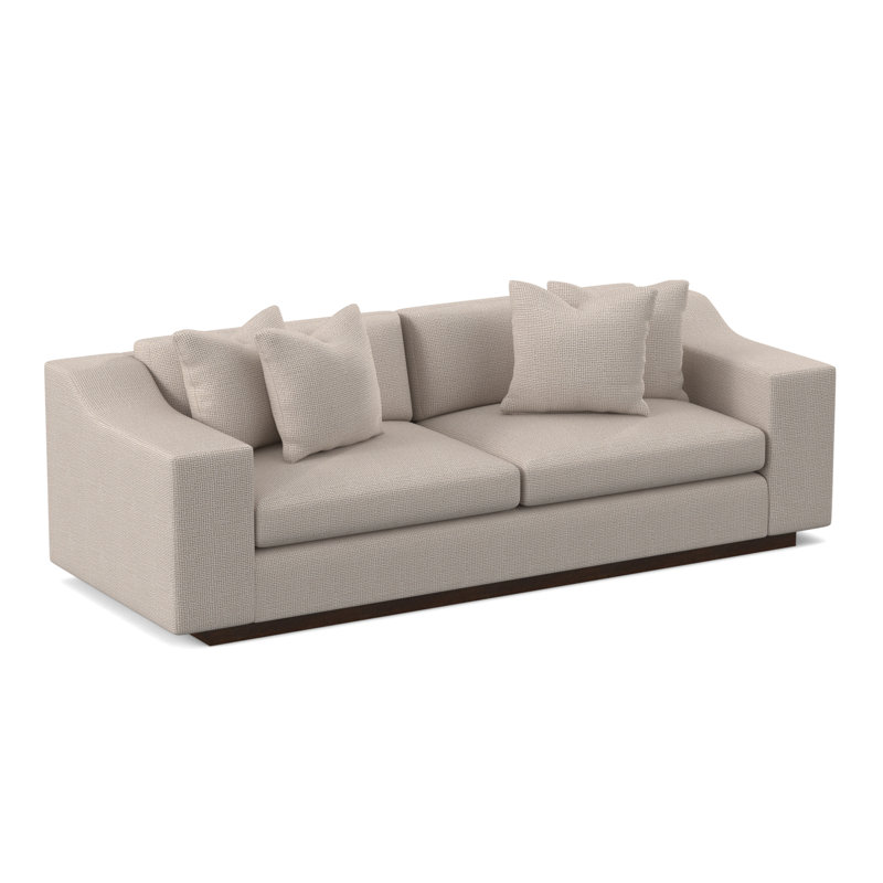 Barrett Upholstered 96'' Sofa, American Walnut, Filigree Ivory 100% Polyester